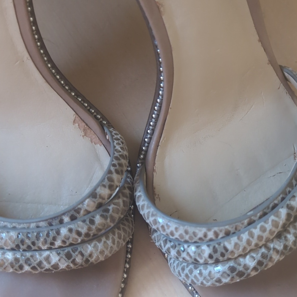 Coach Taupe and Silver Women's Snake Skin Strappy Heels - Picture 12 of 16